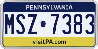 PA license plate MSZ7383