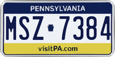 PA license plate MSZ7384