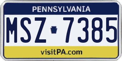PA license plate MSZ7385