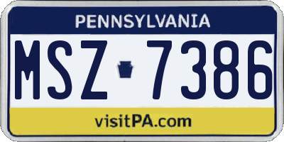 PA license plate MSZ7386