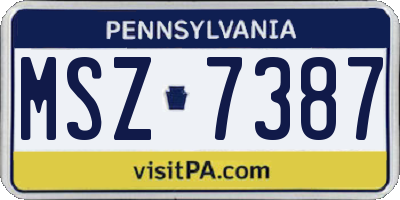 PA license plate MSZ7387
