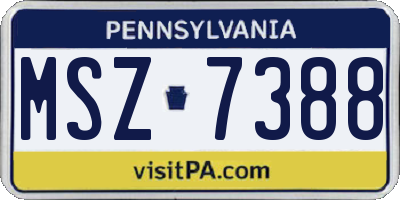 PA license plate MSZ7388
