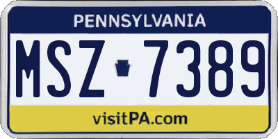 PA license plate MSZ7389