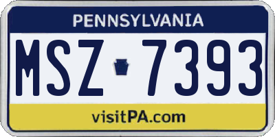 PA license plate MSZ7393