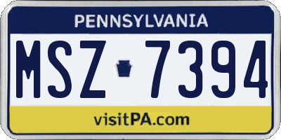 PA license plate MSZ7394