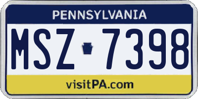 PA license plate MSZ7398