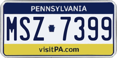 PA license plate MSZ7399