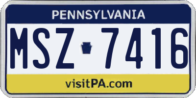 PA license plate MSZ7416