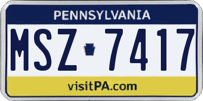 PA license plate MSZ7417