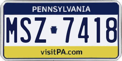 PA license plate MSZ7418