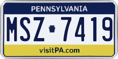 PA license plate MSZ7419