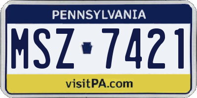 PA license plate MSZ7421