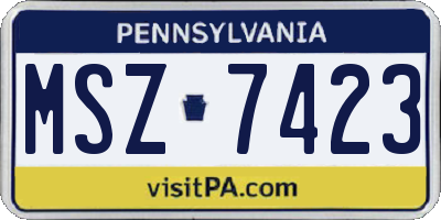 PA license plate MSZ7423