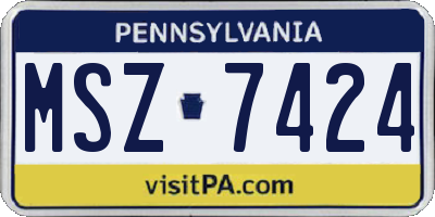 PA license plate MSZ7424