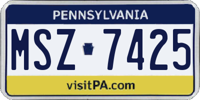 PA license plate MSZ7425