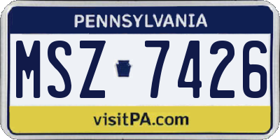 PA license plate MSZ7426