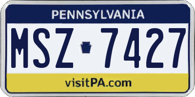 PA license plate MSZ7427