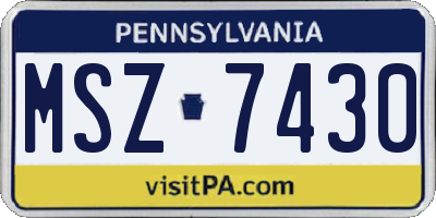 PA license plate MSZ7430