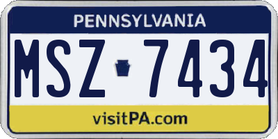 PA license plate MSZ7434