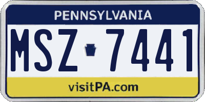 PA license plate MSZ7441