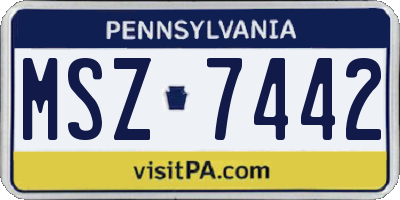 PA license plate MSZ7442