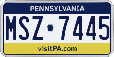 PA license plate MSZ7445