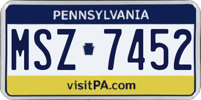 PA license plate MSZ7452