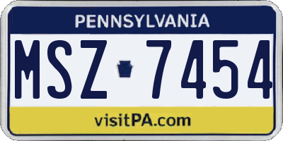 PA license plate MSZ7454