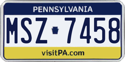PA license plate MSZ7458