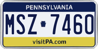 PA license plate MSZ7460