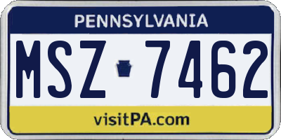 PA license plate MSZ7462