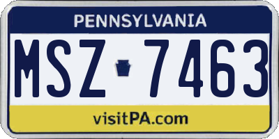PA license plate MSZ7463