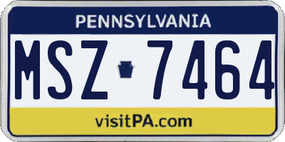 PA license plate MSZ7464