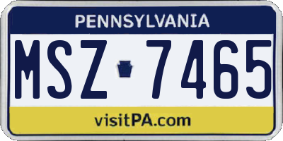 PA license plate MSZ7465
