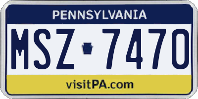 PA license plate MSZ7470
