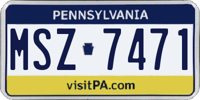 PA license plate MSZ7471