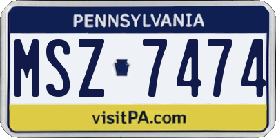 PA license plate MSZ7474