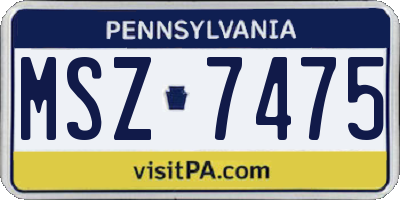 PA license plate MSZ7475