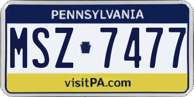 PA license plate MSZ7477