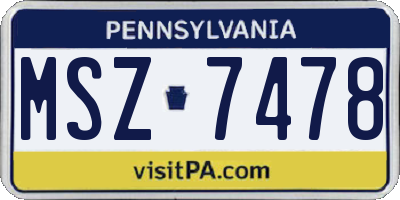 PA license plate MSZ7478