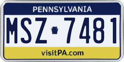 PA license plate MSZ7481