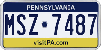 PA license plate MSZ7487