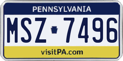 PA license plate MSZ7496