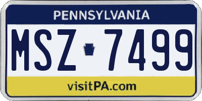 PA license plate MSZ7499
