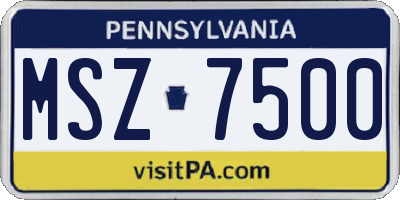 PA license plate MSZ7500