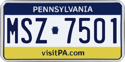 PA license plate MSZ7501