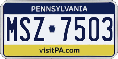 PA license plate MSZ7503