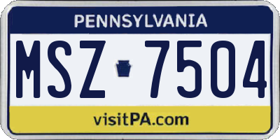 PA license plate MSZ7504