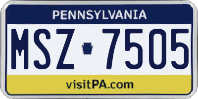 PA license plate MSZ7505