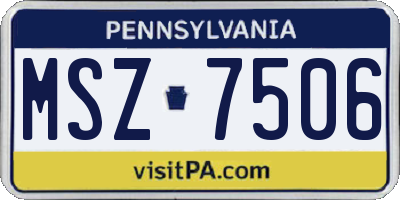 PA license plate MSZ7506